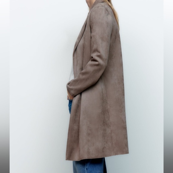 Zara FAUX SUEDE COAT - XS - Picture 4 of 5